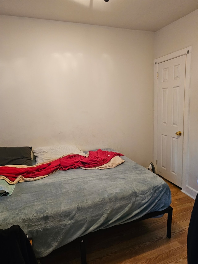 bedroom with wood-type flooring