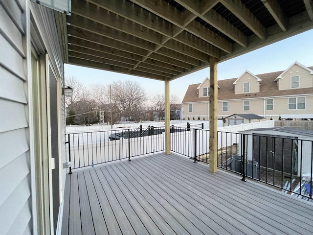 deck with a residential view