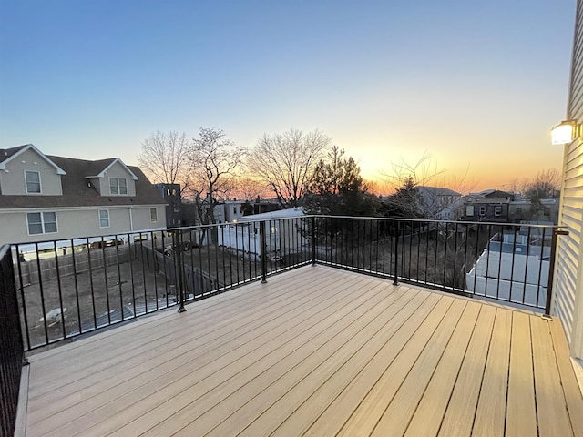 deck with a residential view