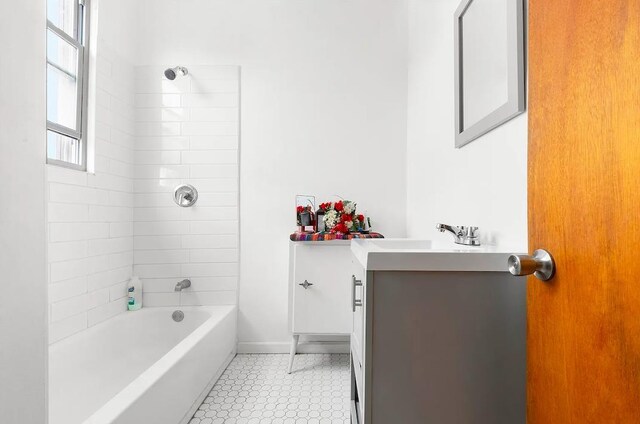 618 17th St, Union City, NJ 07087 - bathroom featuring vanity, shower / tub combination, and tile patterned flooring