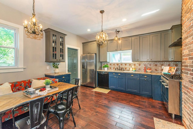 68 Osborne St, Glen Ridge, NJ 07028 - kitchen featuring stainless steel appliances, a chandelier, plenty of natural light, and recessed lighting