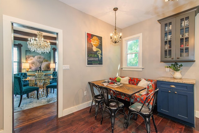 68 Osborne St, Glen Ridge, NJ 07028 - dining room featuring a chandelier and dark wood finished floors