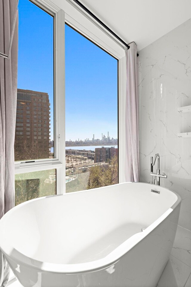 5 Washington Pl, Cliffside Park, NJ 07010 - bathroom with a city view and a freestanding tub