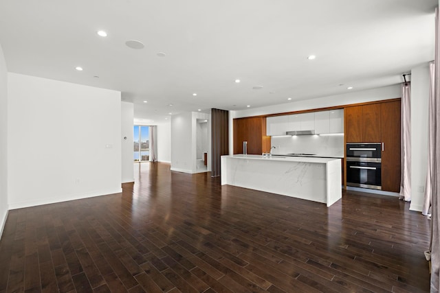 5 Washington Pl, Cliffside Park, NJ 07010 - interior space with a sink, recessed lighting, and dark wood-style flooring