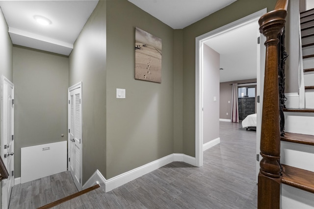 405 Commercial Ave, Cliffside Park, NJ 07010 - corridor with wood finished floors and stairway