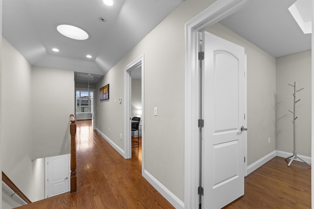 405 Commercial Ave, Cliffside Park, NJ 07010 - corridor with attic access, wood finished floors, and recessed lighting