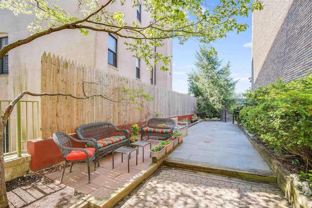 view of patio / terrace featuring an outdoor living space