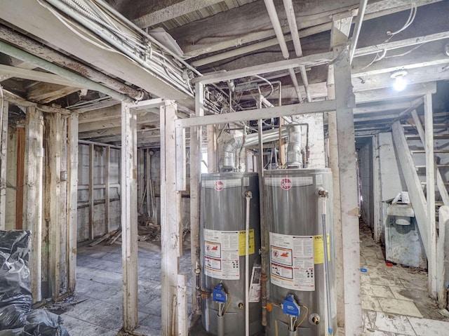 unfinished basement with water heater