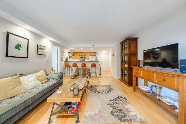 700 1st St Unit 11M, Hoboken, NJ 07030 - living room featuring light wood finished floors and recessed lighting