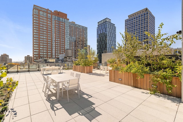 view of patio with a view of city