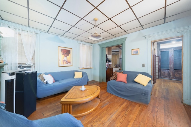 living room with wood finished floors