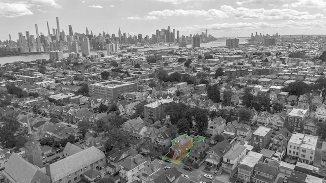 aerial overview of property's location with a view of skyline and property boundaries highlighted