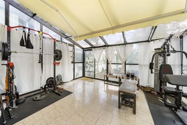 exercise area with expansive windows