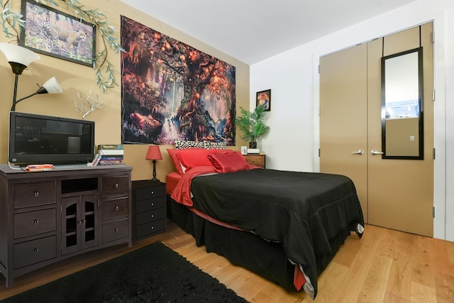 bedroom with light hardwood / wood-style floors