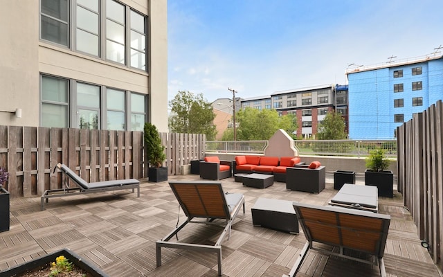 view of patio featuring an outdoor living space