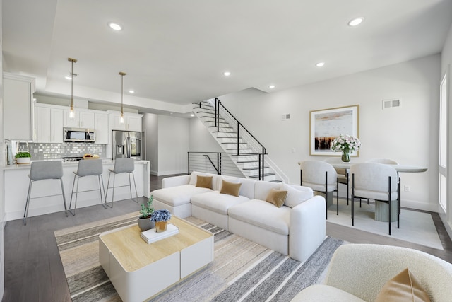 living room featuring light hardwood / wood-style flooring