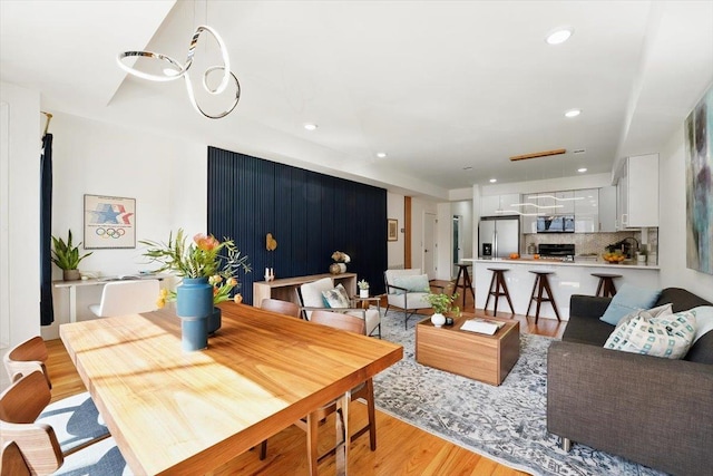54 Logan Ave Unit 1, Jersey City, NJ 07306 - dining area featuring light wood-style floors and recessed lighting