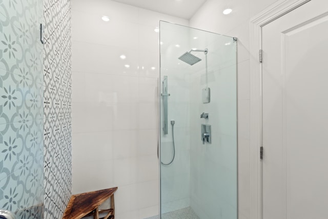 1163 Summit Ave Unit 1, Jersey City, NJ 07307 - full bathroom featuring a shower stall and recessed lighting