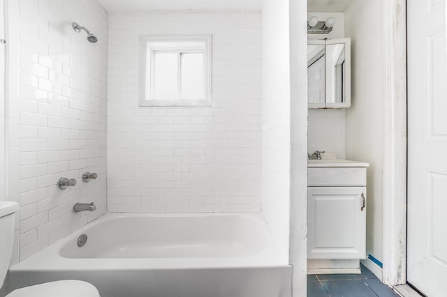 1043 Broadway, Bayonne, NJ 07002 - bathroom featuring toilet, tile patterned floors, vanity, and  shower combination
