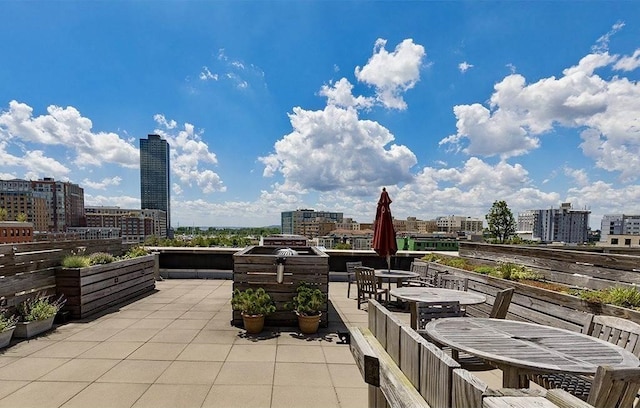 222 Montgomery St Unit 3K, Jersey City, NJ 07302 - view of patio / terrace featuring a view of city and outdoor dining area