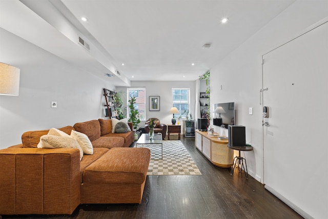 227 Montgomery St Unit 2, Jersey City, NJ 07302 - living area with recessed lighting and dark wood-style flooring