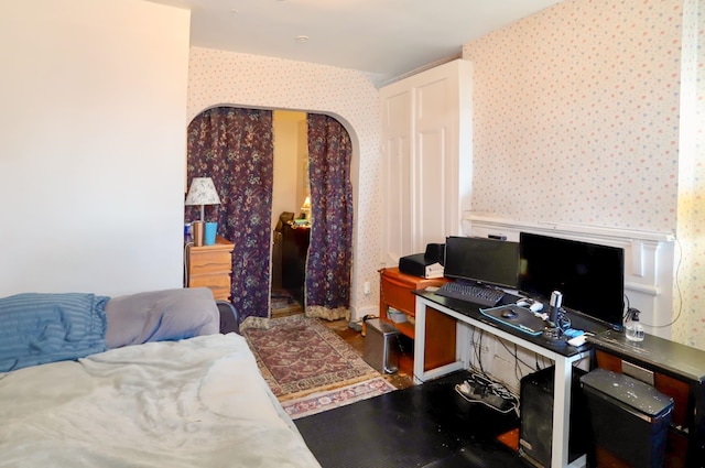 329 Adams St Unit 4, Hoboken, NJ 07030 - home office featuring wallpapered walls and wood finished floors