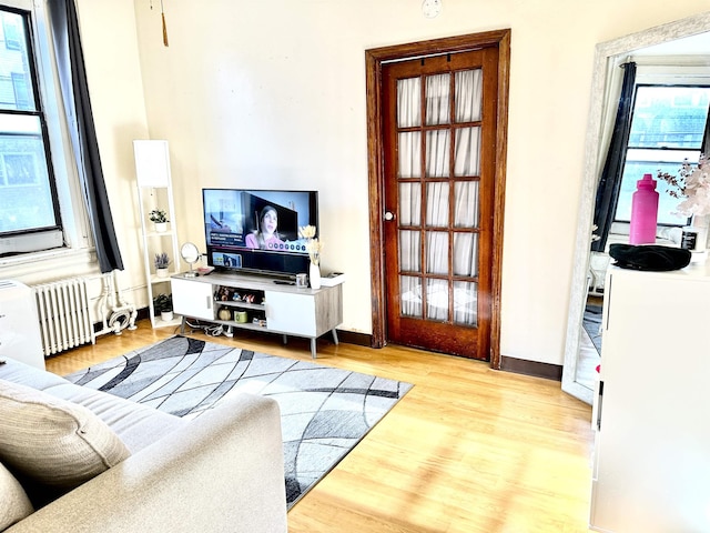 500 New York Ave, Jersey City, NJ 07087 - living room with radiator heating unit, plenty of natural light, and wood finished floors