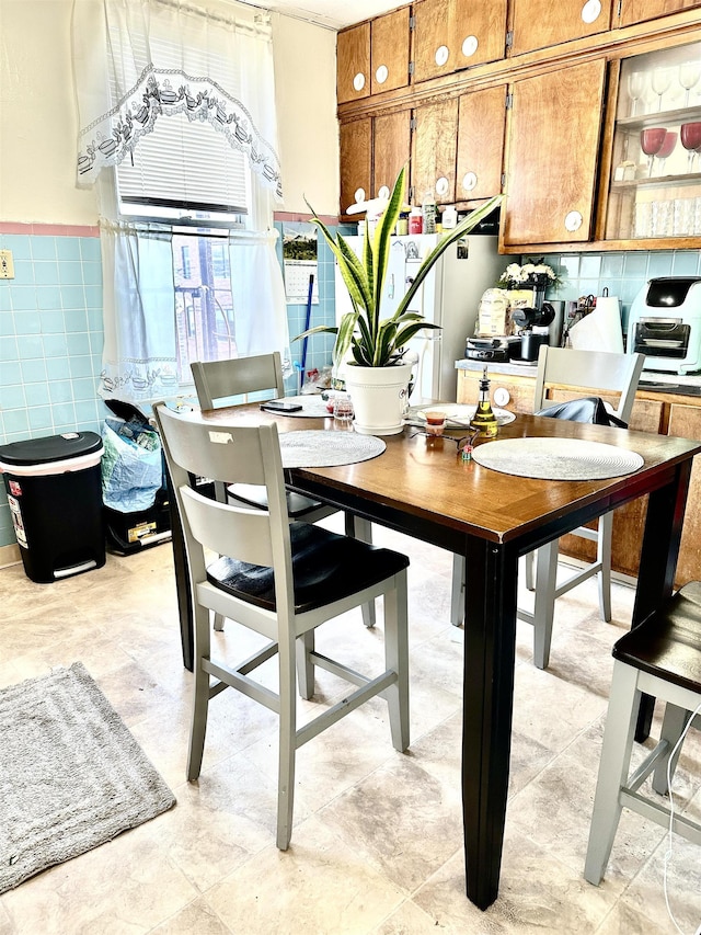 500 New York Ave, Jersey City, NJ 07087 - dining room featuring tile walls
