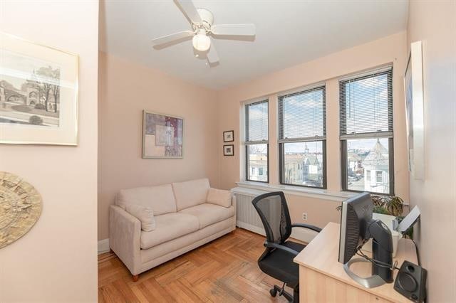 680 Kennedy Blvd Unit 406, Bayonne, NJ 07002 - office space with ceiling fan, radiator heating unit, and baseboards