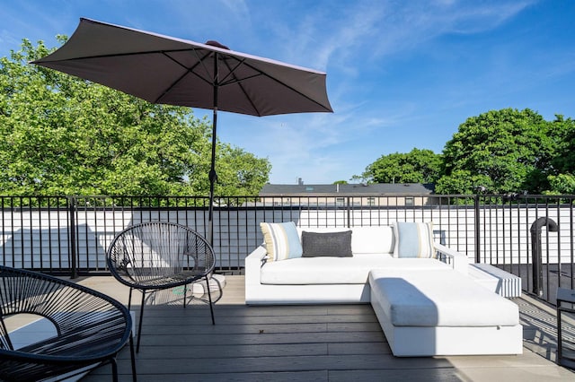 72 Lincoln St Unit 2, Jersey City, NJ 07307 - wooden terrace featuring an outdoor hangout area