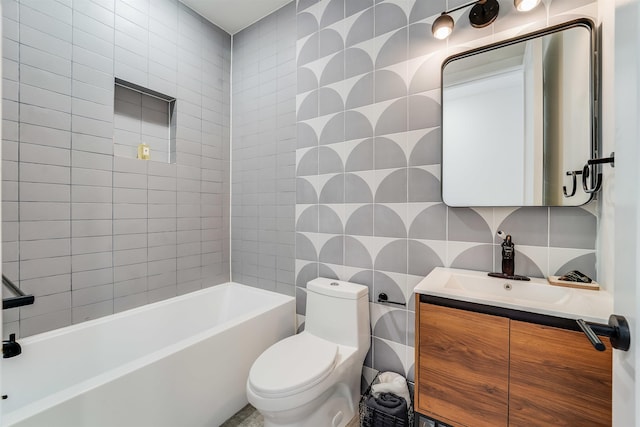 72 Lincoln St Unit 2, Jersey City, NJ 07307 - full bath featuring tile walls, vanity, toilet, and bathtub / shower combination
