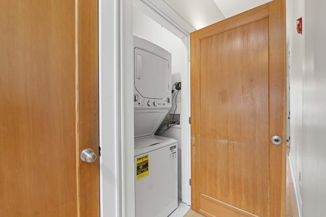 512 Jefferson St Unit 4R, Hoboken, NJ 07030 - laundry room with stacked washer and clothes dryer