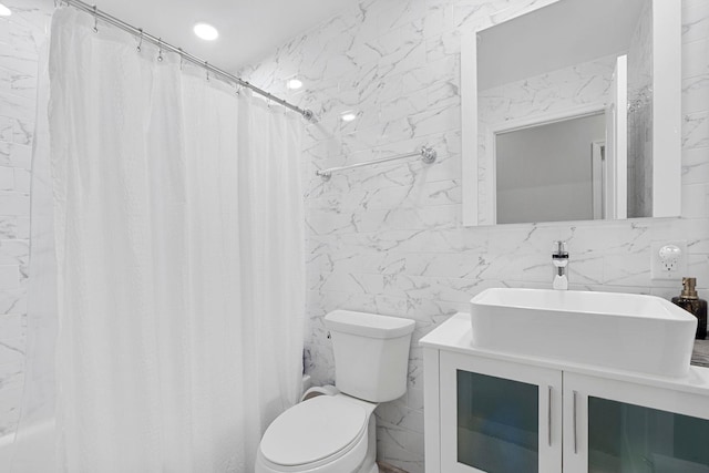 42 Grace St Unit 2, Jersey City, NJ 07307 - full bath featuring shower / bath combo with shower curtain, vanity, and tile walls