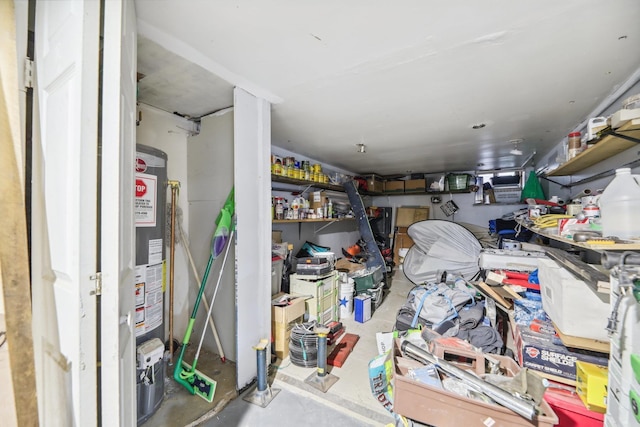 storage room with gas water heater