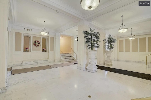 2600 Kennedy Blvd Unit 7A, Jersey City, NJ 07306 - building lobby with a decorative wall, crown molding, and beam ceiling