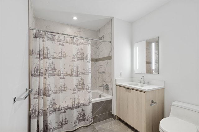 800 Ave At Port Imperial Unit 517, Weehawken, NJ 07086 - bathroom featuring shower / bath combo, toilet, vanity, and recessed lighting
