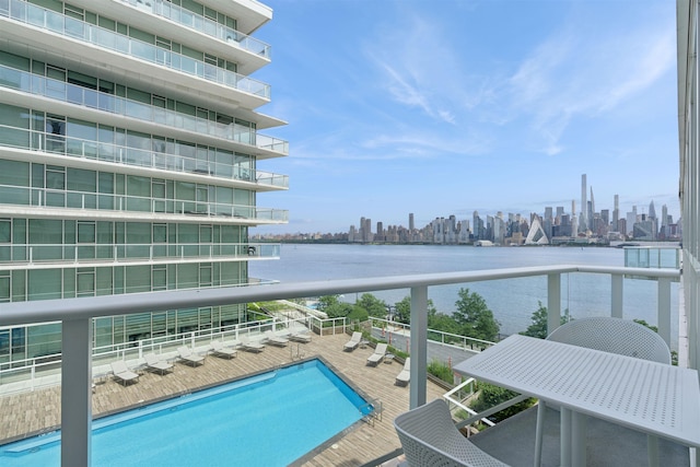 800 Ave At Port Imperial Unit 517, Weehawken, NJ 07086 - view of pool featuring a view of skyline and a water view