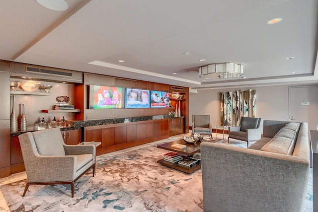 800 Ave At Port Imperial Unit 517, Weehawken, NJ 07086 - living room featuring a raised ceiling and recessed lighting