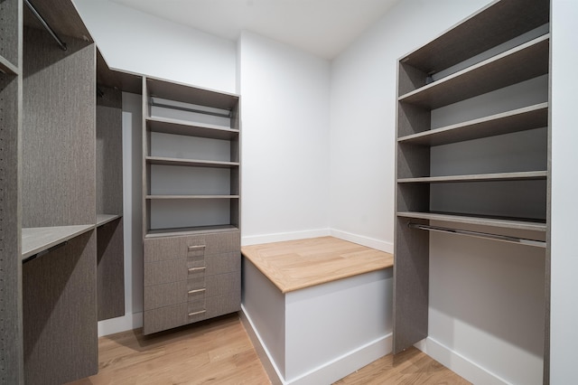 spacious closet featuring light hardwood / wood-style flooring