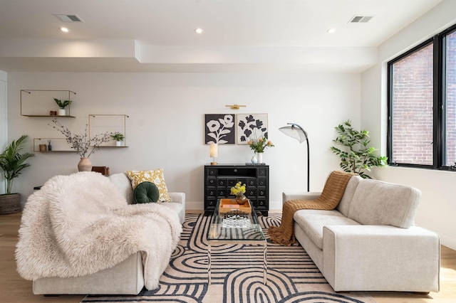 living room featuring light hardwood / wood-style flooring