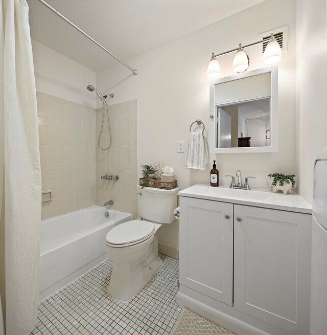 264 9th St Unit 3C, Jersey City, NJ 07302 - full bathroom with shower / bath combo, vanity, and tile patterned flooring