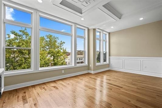 3611 John F Kennedy Blvd Unit 2, Jersey City, NJ 07307 - unfurnished room featuring wood finished floors, beam ceiling, recessed lighting, and baseboards