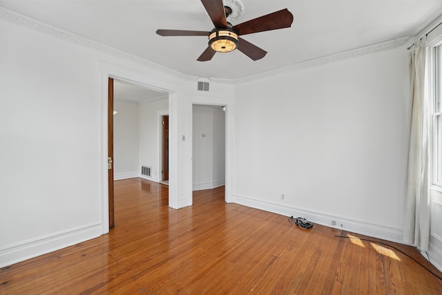 3444 John F Kennedy Blvd Unit 4F, Jersey City, NJ 07307 - empty room featuring ceiling fan, light wood-style floors, baseboards, and ornamental molding