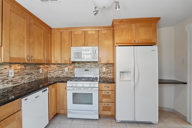 3444 John F Kennedy Blvd Unit 4F, Jersey City, NJ 07307 - kitchen with white appliances, light tile patterned flooring, and decorative backsplash