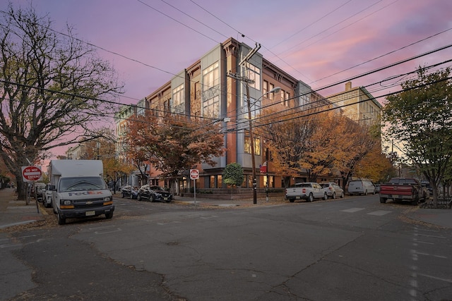 view of property at dusk