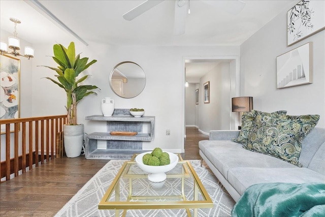 221 Terrace Ave, Jersey City, NJ 07307 - living area featuring wood finished floors, ceiling fan, and baseboards