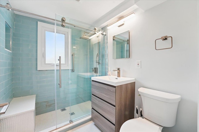 221 Terrace Ave, Jersey City, NJ 07307 - bathroom with vanity, toilet, and a shower stall