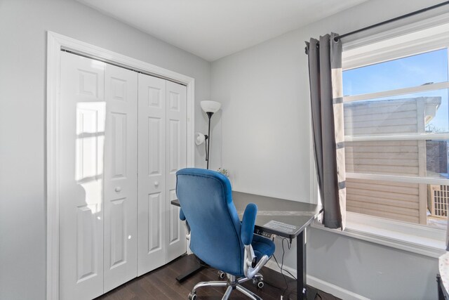 225 Freeman Ave, Jersey City, NJ 07306 - home office with baseboards and dark wood finished floors