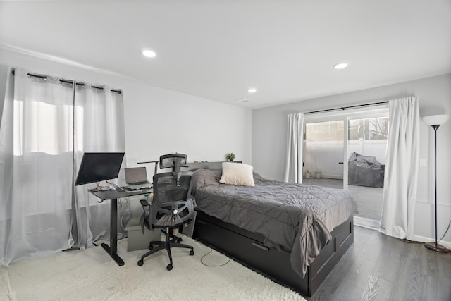 225 Freeman Ave, Jersey City, NJ 07306 - bedroom with recessed lighting, wood finished floors, and access to outside