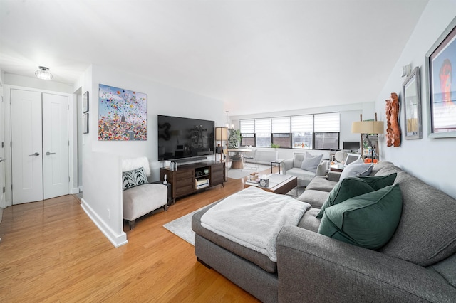 living room featuring light hardwood / wood-style flooring